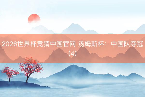 2026世界杯竞猜中国官网 汤姆斯杯：中国队夺冠(4)