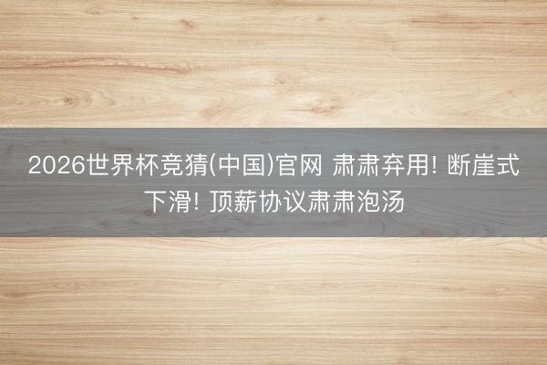 2026世界杯竞猜(中国)官网 肃肃弃用! 断崖式下滑! 顶薪协议肃肃泡汤