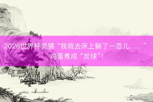 2026世界杯竞猜 “我就去床上躺了一忽儿……” 鸡蛋煮成 “炭球”！