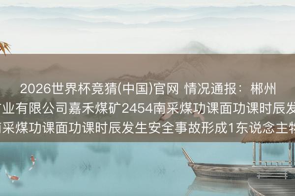 2026世界杯竞猜(中国)官网 情况通报：郴州市嘉禾县湖南湘煤嘉和矿业有限公司嘉禾煤矿2454南采煤功课面功课时辰发生安全事故形成1东说念主物化