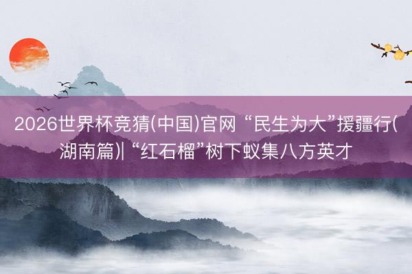2026世界杯竞猜(中国)官网 “民生为大”援疆行(湖南篇)| “红石榴”树下蚁集八方英才