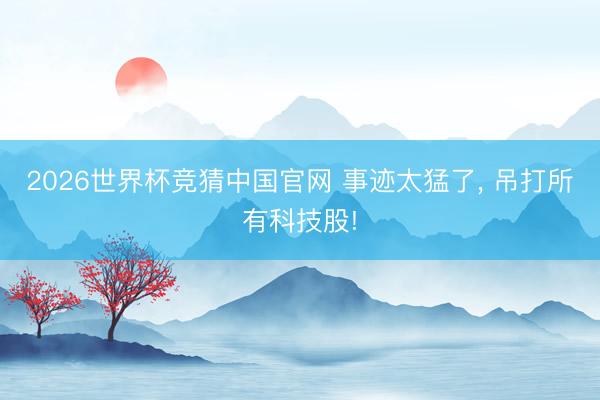 2026世界杯竞猜中国官网 事迹太猛了， 吊打所有科技股!