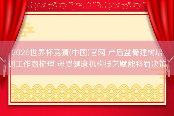 2026世界杯竞猜(中国)官网 产后盆骨建树培训工作商梳理 母婴健康机构技艺赋能科罚决策
