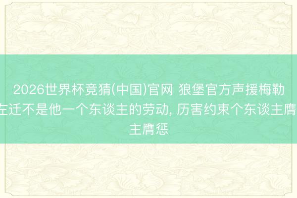 2026世界杯竞猜(中国)官网 狼堡官方声援梅勒: 左迁不是他一个东谈主的劳动， 历害约束个东谈主膺惩