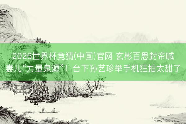 2026世界杯竞猜(中国)官网 玄彬百思封帝喊妻儿“力量泉源”！台下孙艺珍举手机狂拍太甜了