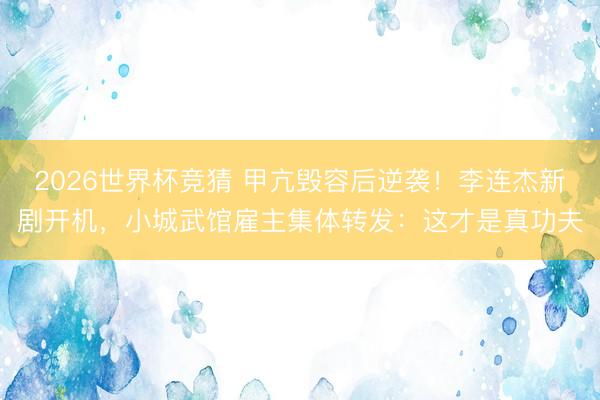 2026世界杯竞猜 甲亢毁容后逆袭！李连杰新剧开机，小城武馆雇主集体转发：这才是真功夫