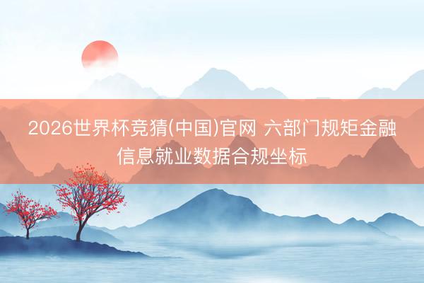 2026世界杯竞猜(中国)官网 六部门规矩金融信息就业数据合规坐标