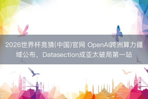 2026世界杯竞猜(中国)官网 OpenAI跨洲算力疆域公布,Datasection成亚太破局第一站