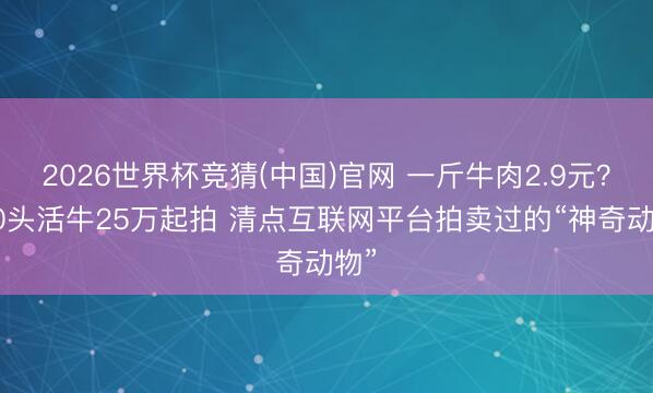 2026世界杯竞猜(中国)官网 一斤牛肉2.9元？100头活牛25万起拍 清点互联网平台拍卖过的“神奇动物”