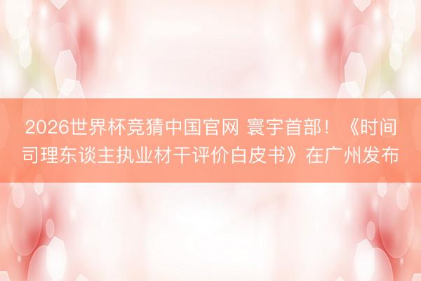 2026世界杯竞猜中国官网 寰宇首部!《时间司理东谈主执业材干评价白皮书》在广州发布
