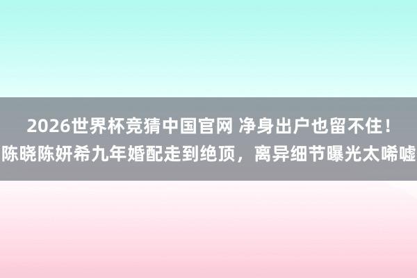 2026世界杯竞猜中国官网 净身出户也留不住！陈晓陈妍希九年婚配走到绝顶，离异细节曝光太唏嘘