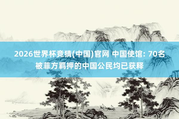 2026世界杯竞猜(中国)官网 中国使馆: 70名被菲方羁押的中国公民均已获释